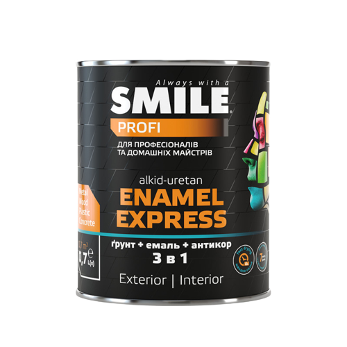 Емаль антикорозійна SMILE PROFI 3 в 1 "іскристий блиск", Metallic 0,7 л/0,8 кг антрацит